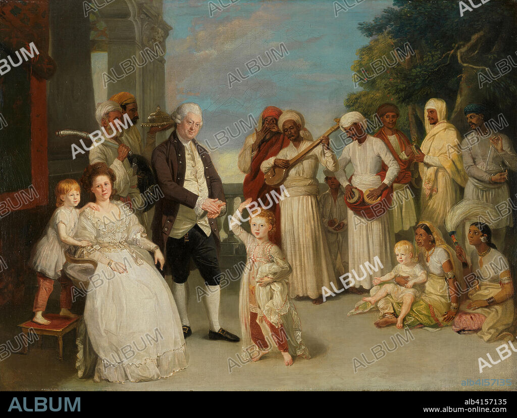 Johann Zoffany (Frankfurt, 1733 -Strand-on-the-Green, 1810). Group Portrait of Sir Elijah and Lady Impey (ca. 1783 - 1784). Oil on canvas. 91.5 x 122 cm.