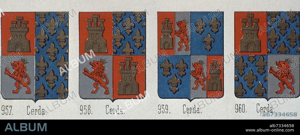 ALBERTO GARCIA CARRAFA Y ARTURO GARCIA CARRAFA. ESCUDOS DEL APELLIDO DE LA CERDA.