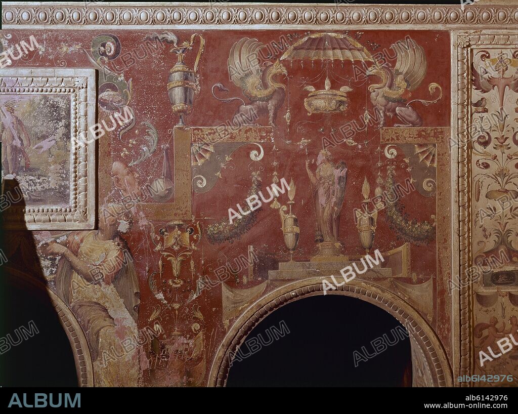 JULIO AQUILES (?-1556) Y ALEJANDRO MAYNER (?-1545). DET- PINTURA MURAL - SIGLO XVI.