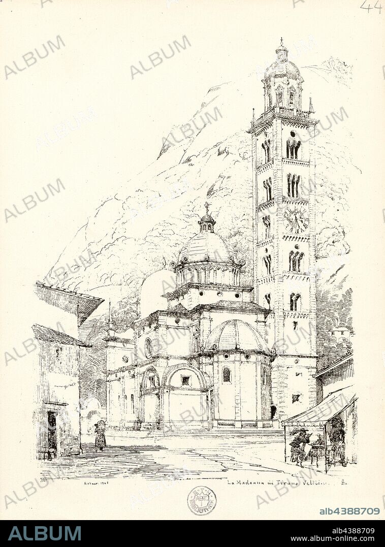 The Madonna of Tirano Veltlin, Santuario della Madonna di Tirano, Fig. 46, according to p. IX, Julius Stadler, Georg Lasius: Exkursion der Bauschule im Juli 1864: [Tessin]. Zürich: [s.n.], [1864?].