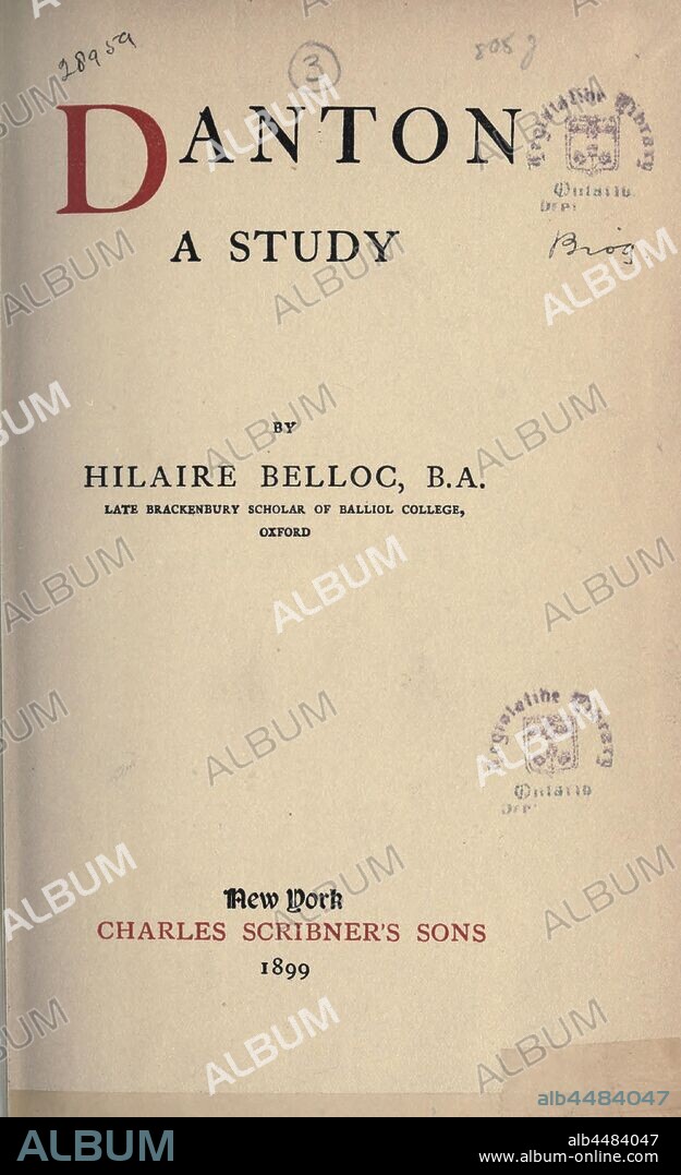 Danton : a study by Hilaire Belloc : Belloc, Hilaire, 1870-1953.