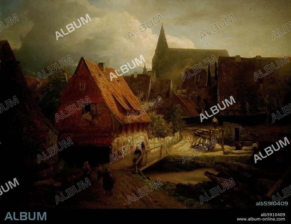 ANDREAS ACHENBACH. Achenbach, Andreas. 1815-1910. "Hildesheim", 1875. Öl auf Leinwand, 70 × 95 cm. Inv. Nr. VIII-2280. Breslau, Muzeum Narodowe.