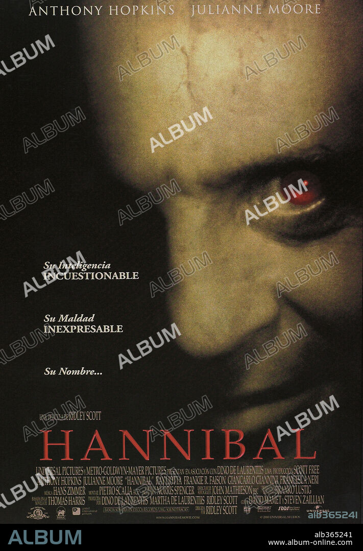 Poster of HANNIBAL, 2001, directed by RIDLEY SCOTT. Copyright UNIVERSAL.