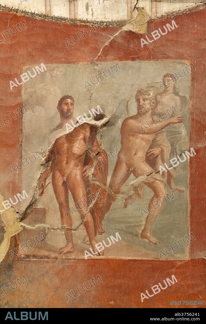 Hercules with Neptune and Amphitrite fresco, Collegio degli Augustali (College of the Augustans), Herculaneum, UNESCO World Heritage Site, Campania, Italy, Europe.