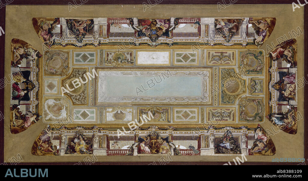 HECTOR D' ESPOUY. Sketch for the vault of the Palais Rose staircase, 1896, 1896.