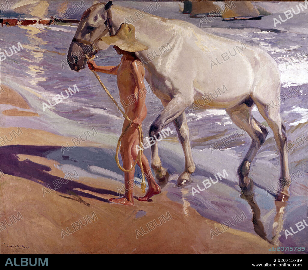 JOAQUIN SOROLLA. EL BAÑO DEL CABALLO - 1909 - OLEO/LIENZO - 205 x 250  cm - CAT  839.