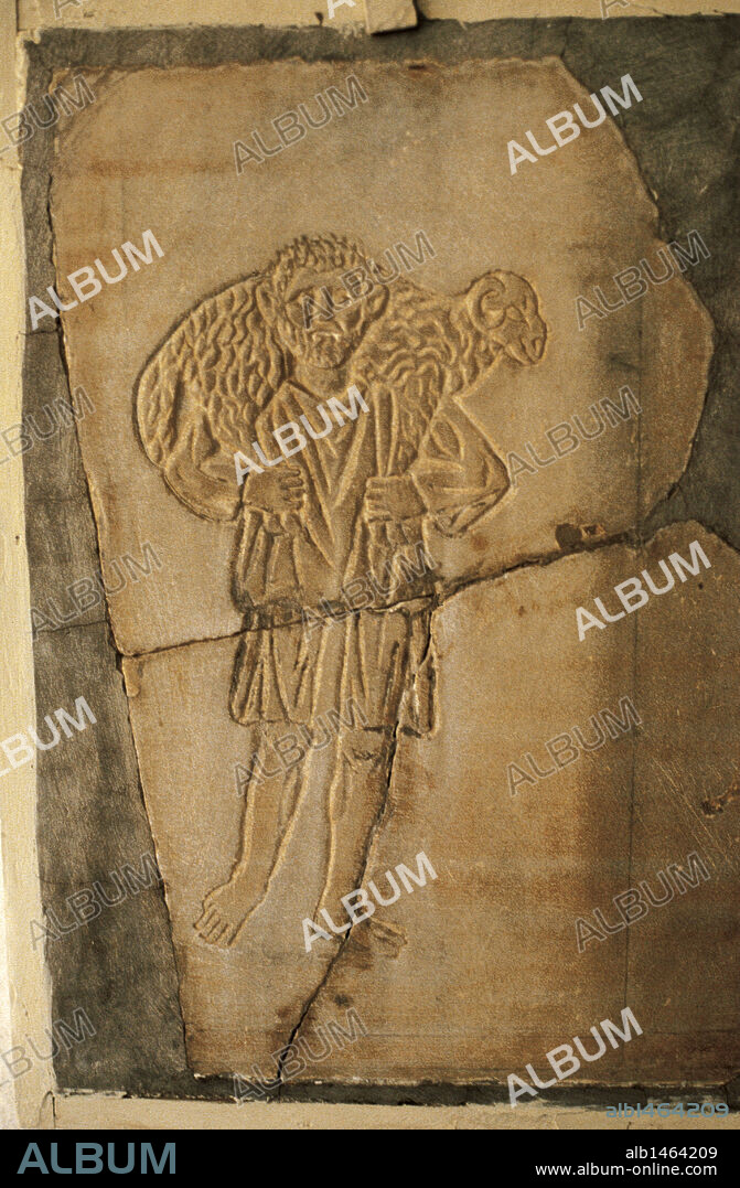 ARTE PALEOCRISTIANO. TUNEZ. "EL BUEN PASTOR". Relieve. S. IV. Museo Nacional del Bardo. Túnez.