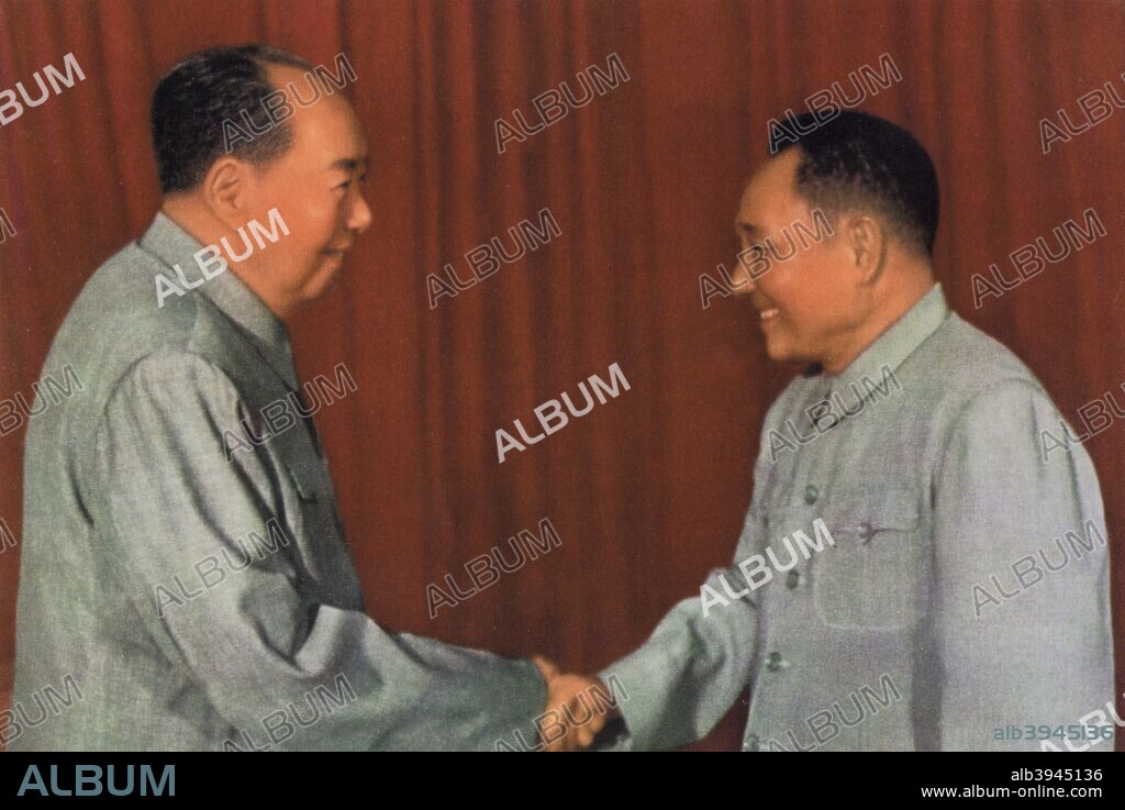 Mao Zedong and Deng Xiaoping, Chinese Communist leaders, c1960s(?). After Mao's (1893-1976) death, Deng Xiaoping (1904-1997) gradually emerged as the de facto leader of China. He repudiated Mao's Cultural Revolution and oversaw the beginning of the transformation of the Chinese economy by allowing the introduction of market forces.