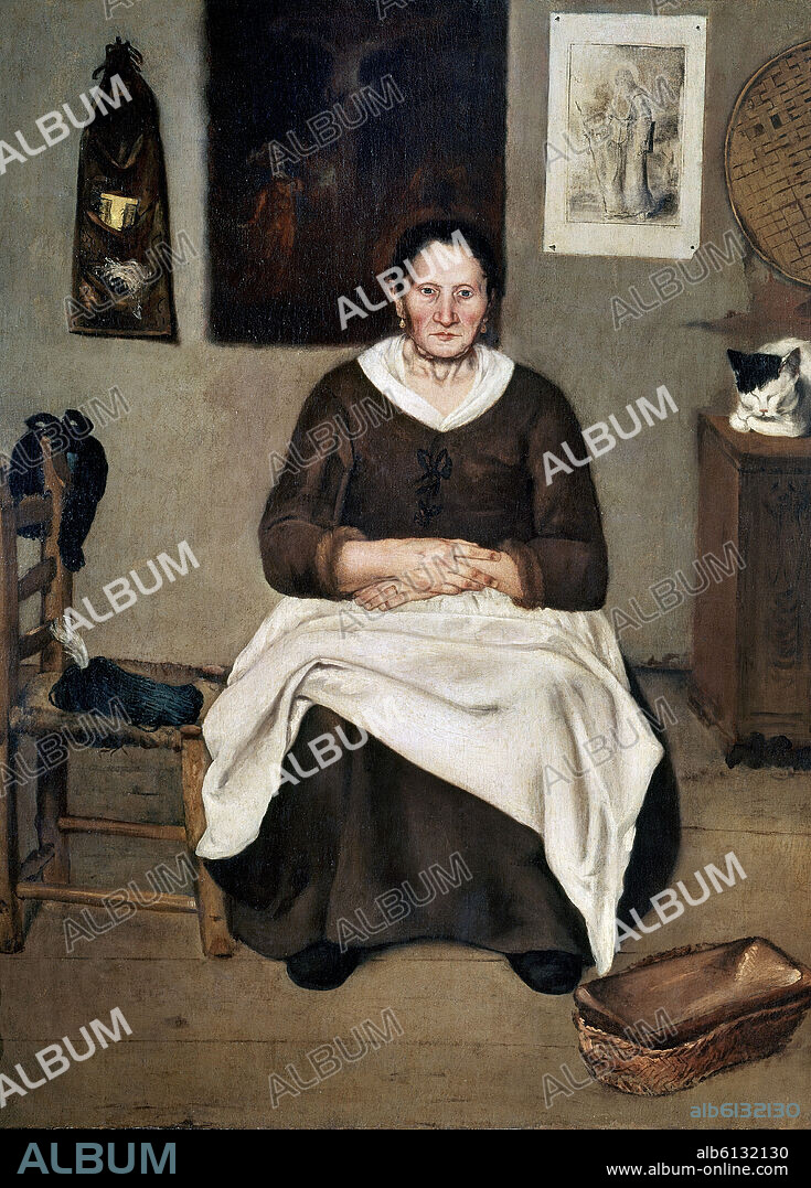ANTONIO DE PUGA. ANCIANA SENTADA - RETRATO DE LA MADRE DEL PINTOR - SIGLO XVII - OLEO/LIENZO - 147x109 cm - BARROCO ESPAÑOL- NP 3004.