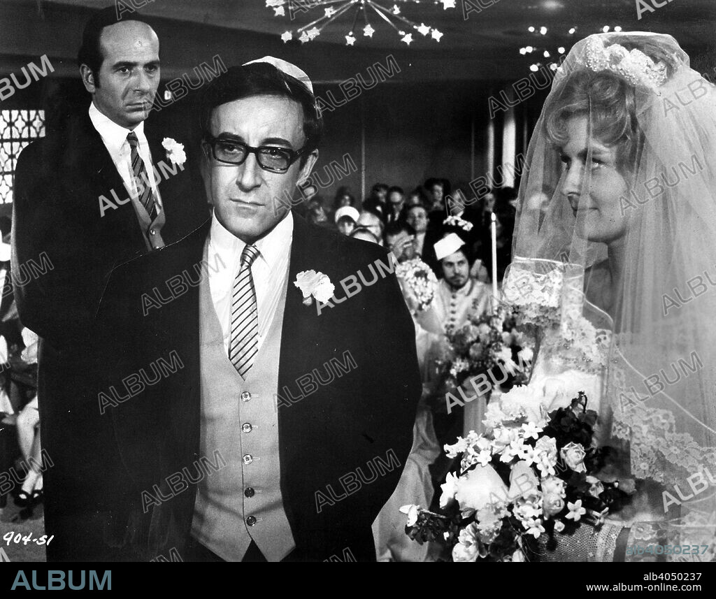 Peter Sellers (1925-80), British actor and comedian, wearing a yarmulka under the chupa as the reluctant bridegroom in the 1969 film I Love You, Alice B.Toklas, .