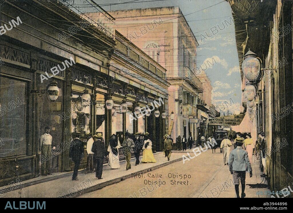 No. 61. Calle Obispo. Obispo Street, Cuba, C1910. [Torrea Y Costa. Campanario - No. 123, Habana].