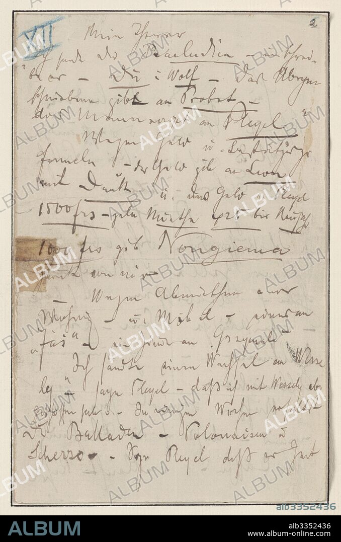 FREDERIC CHOPIN. Letter to Julian Fontana, January 22, 1839.