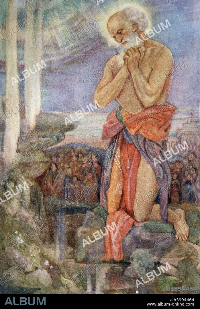 'Elijah prevailing over the Priests of Baal', 1916. Illustration from Myths and Legends of Babylonia and Assyria by Lewis Spence, 1916.