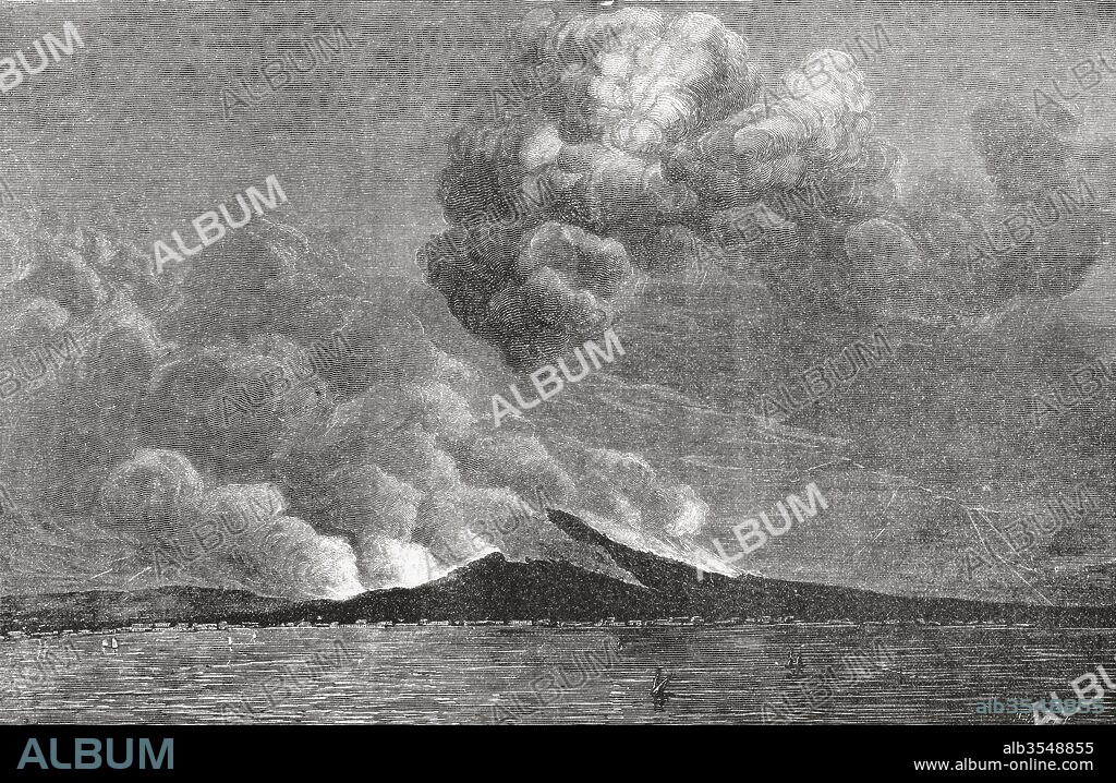 The eruption of Mount Vesuvius, Gulf of Naples, Italy in 1872. From Italian Pictures by Rev. Samuel Manning, published c.1890.