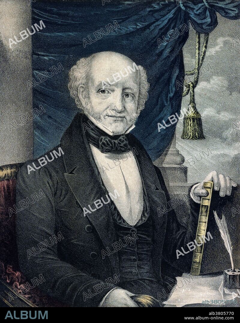 Martin Van Buren (December 5, 1782 - July 24, 1862) was the eighth President of the United States (1837-1841). Before his presidency, he was the eighth Vice President (1833-1837) and the tenth Secretary of State (1829-1831), both under Andrew Jackson. He was a key organizer of the Democratic Party, a dominant figure in the Second Party System, and the first president not of British or Irish descent, his family was Dutch. He was the first president to have been born a United States citizen, and the first for New York. He is the only president not to have spoken English as his first language, having grown up speaking Dutch. As Secretary of State and then Vice President, he was a key figure in building the organizational structure for Jacksonian democracy. His administration was largely characterized by the economic hardship of his time, the Panic of 1837. He was scapegoated for the depression and called "Martin Van Ruin" by his political opponents. He was voted out of office after four years, losing to Whig candidate William Henry Harrison. In the 1848 election Van Buren ran unsuccessfully for president on a third-party ticket, the Free Soil Party. After being bedridden with a case of pneumonia during the fall of 1861, he died of bronchial asthma and heart failure in 1862, at the age of 79.
