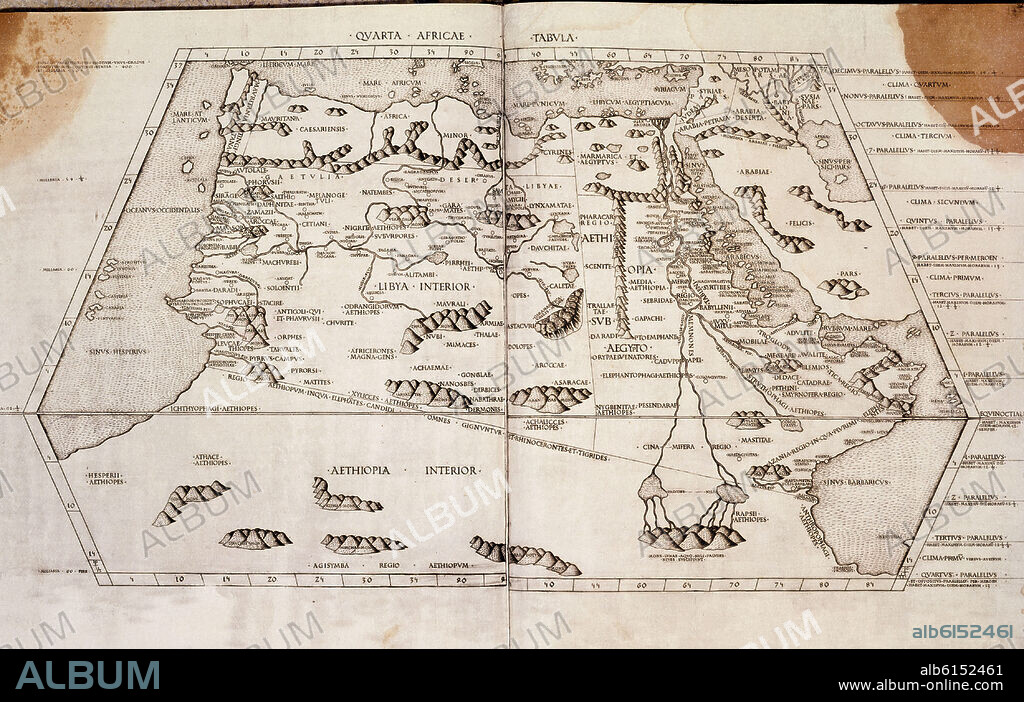 CLAUDIO TOLOMEO (100-170) CLAUDIO PTOLOMEO. MAPA DE AFRICA DEL NORTE Y EL NILO.