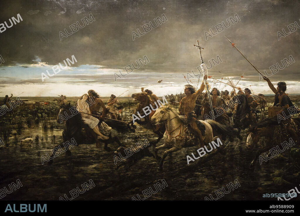 Angel Della Valle, La vuelta del malón, 1892, óleo sobre tela, Museo Nacional de Bellas Artes (MNBA) ,Buenos Aires, republica Argentina, cono sur, South America.