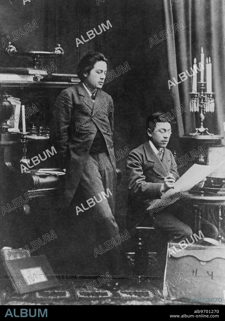 Anton Chekhov and his brother N.Chekhov, the artist. 1882. Nikolai Chekhov a talented artist is a contributor to humorous magazines of the 1880's. He was the first to illustrate his brothers works. 1882. Supplied By: SCRSS - Society for Co-operation in Russian & Soviet Studies.