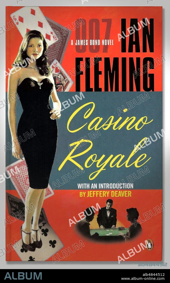 YELLOW Cover of the book '007 to James Bond Novel - Casino Royale' by Ian Fleming (1908 - 1964), the first novel, written in 1953, in which appears the agent of the British secret services 'with license to kill'. Paperpack edition Penguin, United Kingdom 2006.