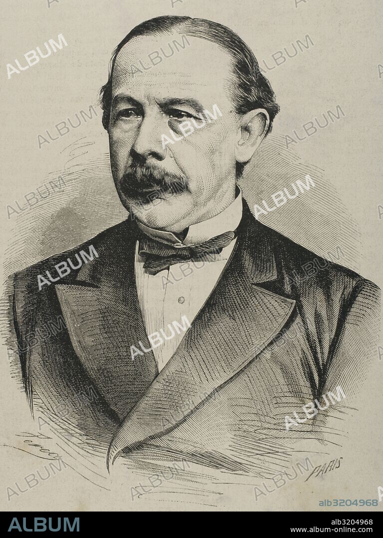 Ignacio José Escobar, primer marqués de Valdeiglesias (1823-1887). Periodista y director de la publicación "La Epoca". Grabado por Paris. La Ilustración Española y Americana, 1872.