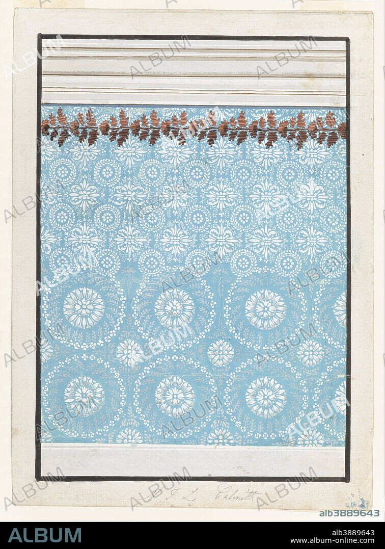 UNKNOWN. Project for the Painted Decoration of a Wall, with Alternate Suggestions. Date/Period: 1835-50. Drawing. Brush and watercolors and graphite on white wove paper; incised lines.