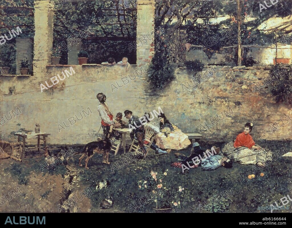 MARIANO FORTUNY. DESAYUNO EN LA ALHAMBRA O ALMUERZO EN LA ALHAMBRA - 1872 - 62 X 80 CM.