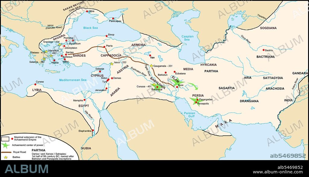 The Persian Royal Road was an ancient highway reorganized and rebuilt by the Persian king Darius the Great (Darius I) of the Achaemenid Empire in the 5th century BC. Darius built the road to facilitate rapid communication throughout his empire. The course of the road has been reconstructed from the writings of Herodotus, archeological research, and other historical records. It began in the west in Sardis (on the Aegean coast of Lydia, about 60 miles east of Izmir in present-day Turkey), traveled east through what is now the middle northern section of Turkey, (crossing the Halys according to Herodotus) and passed through the Cilician Gates to the old Assyrian capital Nineveh (present-day Mosul, Iraq), then turned south to Babylon (near present-day Baghdad, Iraq). From near Babylon, it is believed to have split into two routes, one traveling northeast then east through Ecbatana and on along the Silk Road, the other continuing east through the future Persian capital Susa (in present-day Iran) and then southeast to Persepolis.