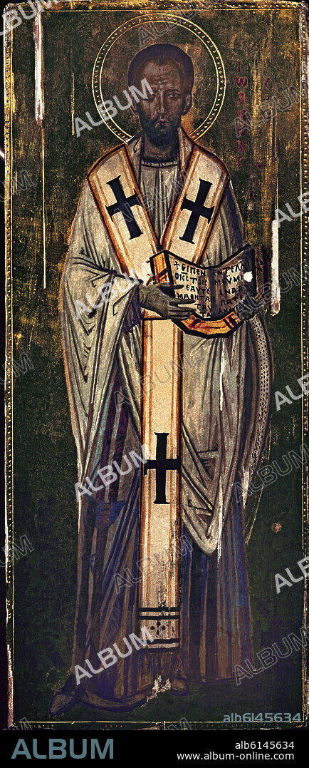 *SAN JUAN CRISOSTOMO 349?/407-ICONO RUSO DE TRADICION BIZANTINA.