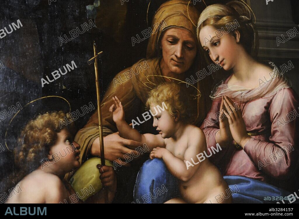 Raphael (1483-1520). Italian painter. Virgin of Divine Love, ca.1516.  Detail. Farnese Collection. National Museum of Capodimonte. Naples. Italy.  - Album alb3284157