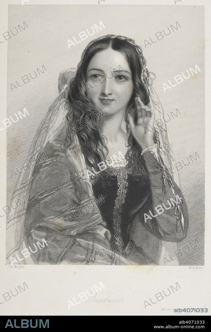CHARLES HEATH. Portrait of Beatrice, from 'much ado about nothing'. The Heroines of Shakespeare ... Engraved under the direction of Mr. C. Heath, from drawings by eminent artists. London : David Bogue, 1848. Source: 011768.d.5 page 12.