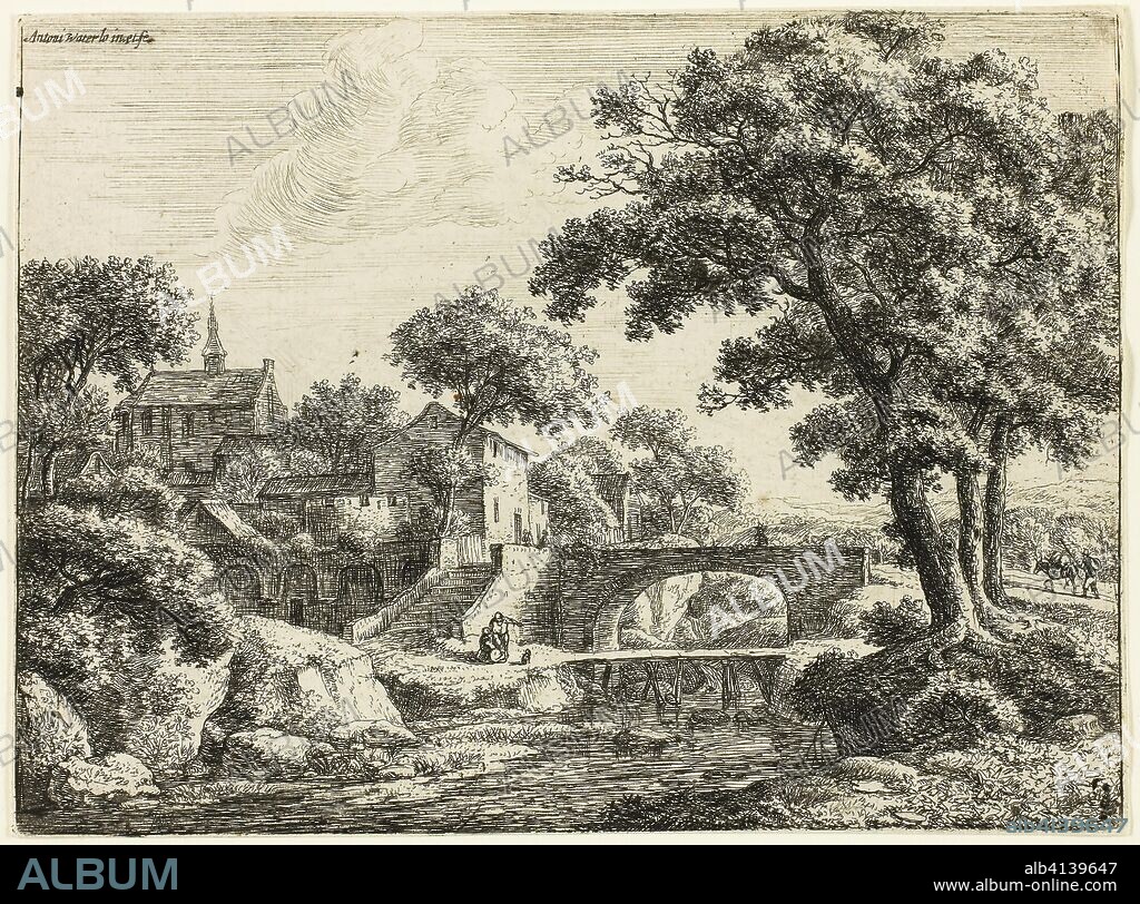 ANTHONIE WATERLOO. The Two Bridges. Antoni Waterlo; Dutch, 1609-1690. Date: 1650-1660. Dimensions: 150 x 203 mm (image/plate); 152 x 205 mm (sheet). Etching on paper. Origin: Holland.