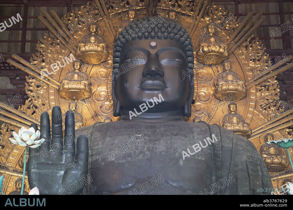 The Daibutsu (Great Buddha) inside Todaiji Temple, UNESCO World Heritage Site, Nara, Kansai, Japan, Asia.