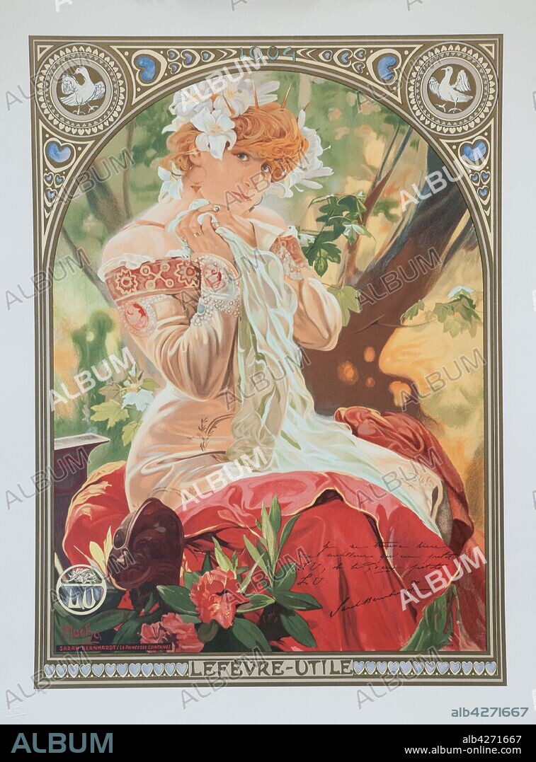 ALPHONSE MUCHA. Poster for Lefèvre-Utile. Sarah Bernhardt in the role of Melissinde in "La Princesse Lointaine" by Edmond Rostand.