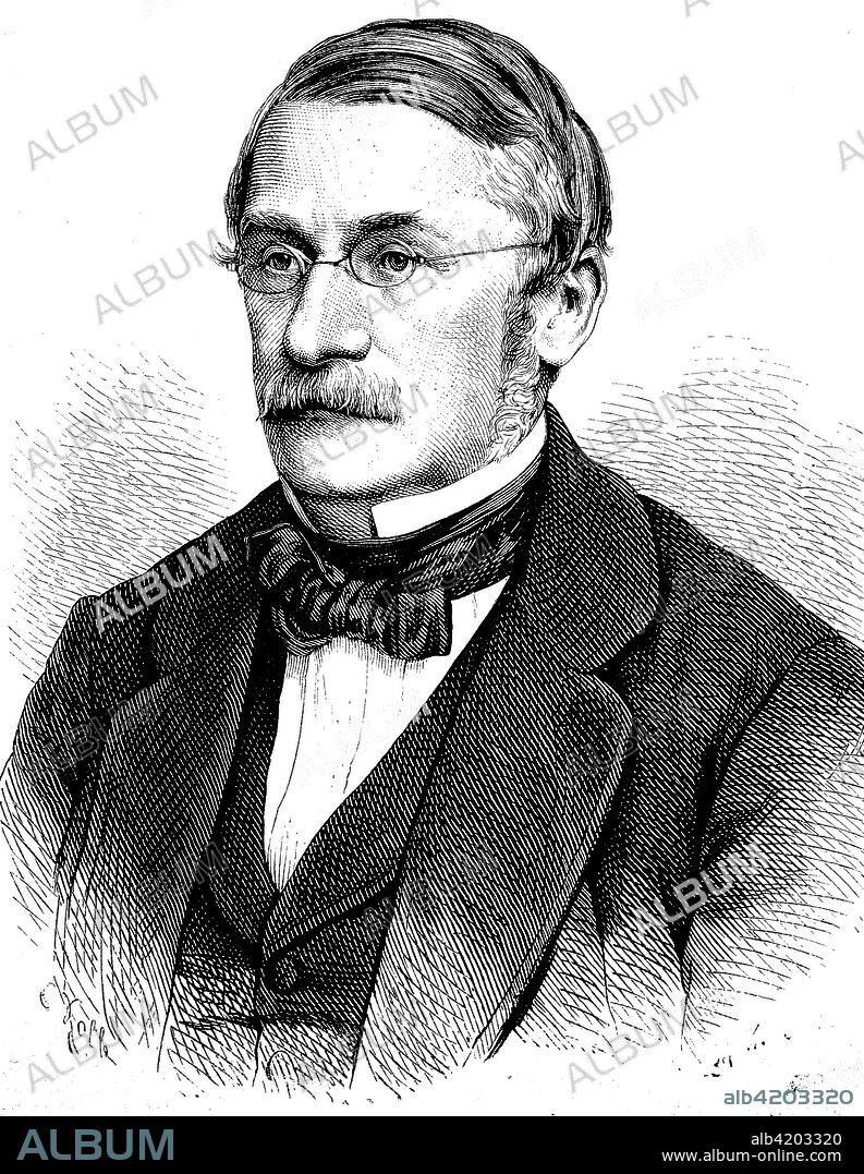 Hans Victor von Unruh, March 28, 1806 - February 4, 1886, was a Prussian civil servant and politician, President of the Prussian National Assembly of 1848 and Member of the Reichstag of the German Empire, Germany, reproduction of an image, woodcut from the year 1881, digital improved.