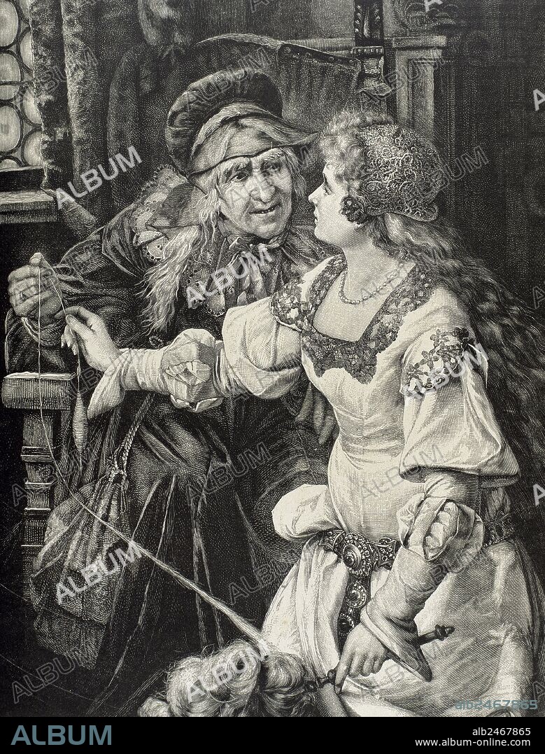 PERRAULT, Charles (París,1628-París,1703). Escritor francés. "LA BELLA DURMIENTE DEL BOSQUE". Grabado por Brend'Amour.