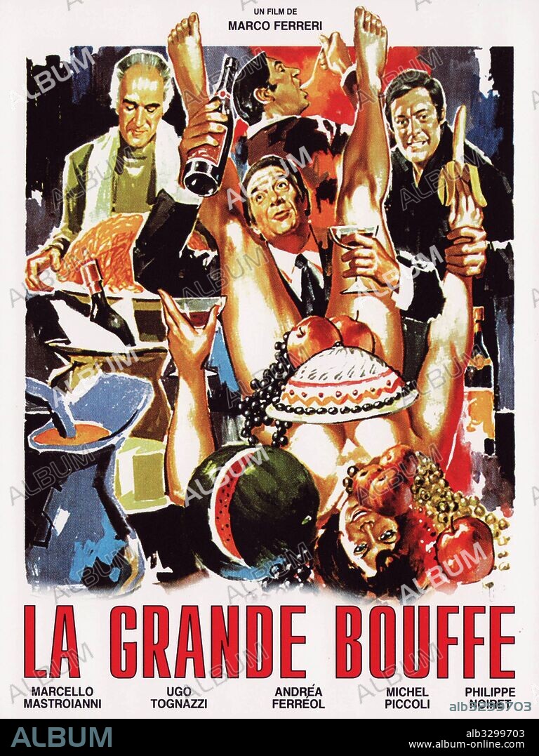 Poster de LA GRAN COMILONA, 1973 (LA GRANDE BOUFFE), dirigida por MARCO FERRERI. Copyright MARA FILMS/FILMS 66.