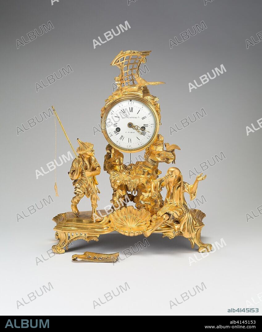 Clock. Pierre Martin Merra; Franco-Flemish, active 1761; Paris, France. Date: 1770-1780. Dimensions: 44.5 × 36.8 × 20.3 cm (17 1/2 × 14 1/2 × 8 in.). Gilt bronze and enamel. Origin: France.