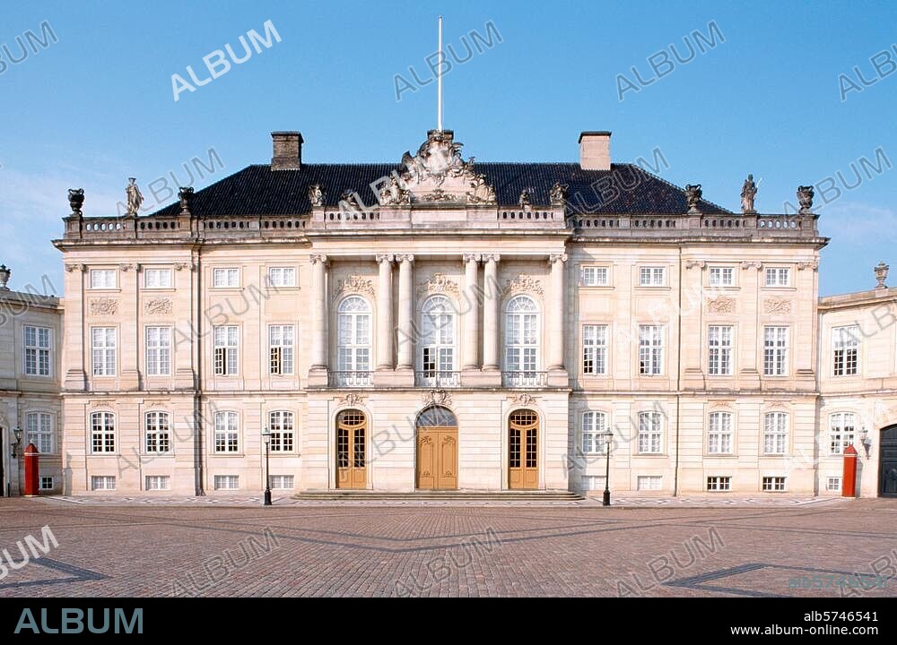 Copenhague (Danemark), château d'Amalienborg (constr. 1794, résidence de la famille royale.