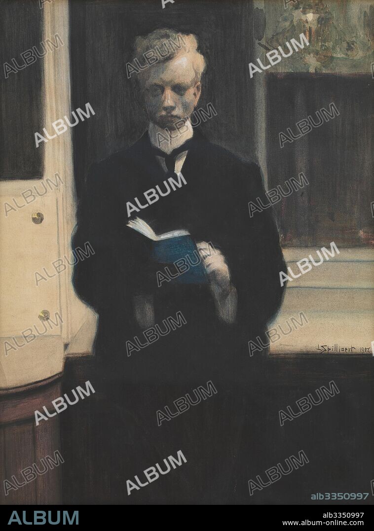 LEON SPILLIAERT. Self-portrait with blue sketch book.