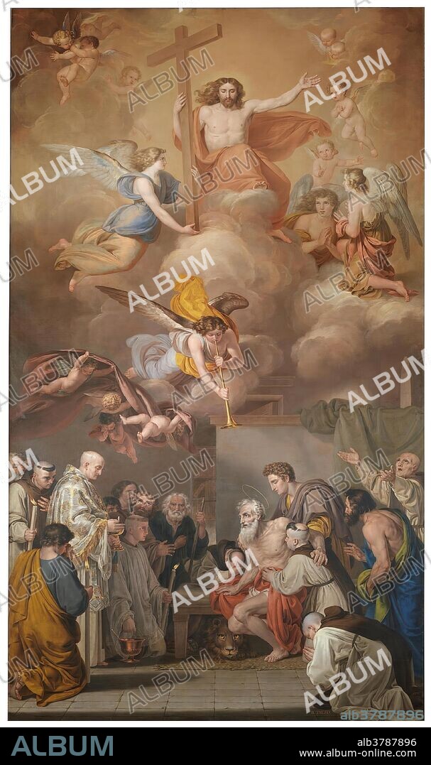 RAFAEL TEGEO DÍAZ. Rafael Tegeo Díaz / 'La última comunión de San Jerónimo'. Hacia 1829. Óleo sobre lienzo, 778 x 440 cm.