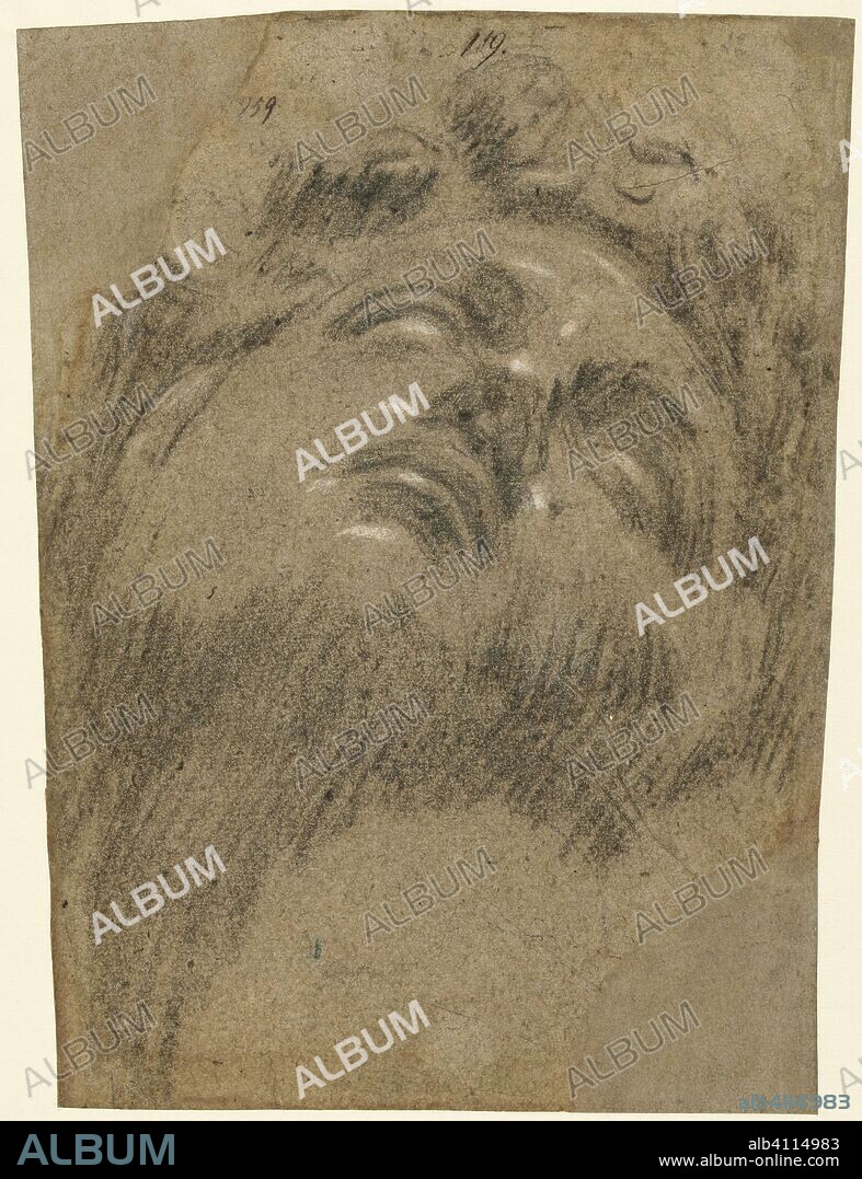 Head of Giuliano dei Medici. Artist: Michelangelo. Draughtsman: Jacopo Tintoretto. Dating: 1528 - 1594. Measurements: h 377 mm × w 287 mm.