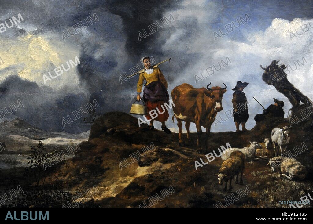 Hendrik Mommers (1623-1693). Dutch painter. Landscape with shepherds. Gemaldegalerie. Berlin. Germany.