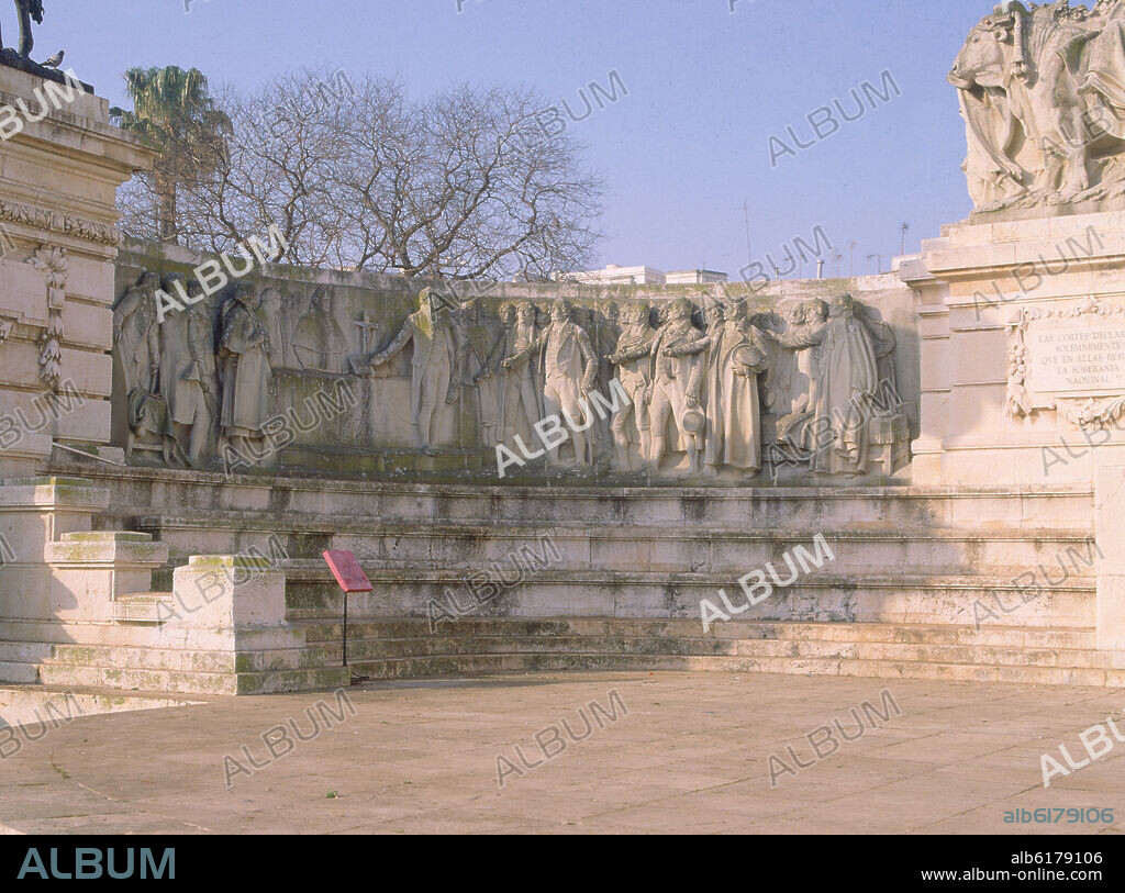 MARINAS ANICETO / LOPEZ OTERO M. MONUMENTO A LAS CORTES DE CADIZ DE 1812- FRISO CON LOS DIPUTADOS DESTACADOS- 1912/1929.