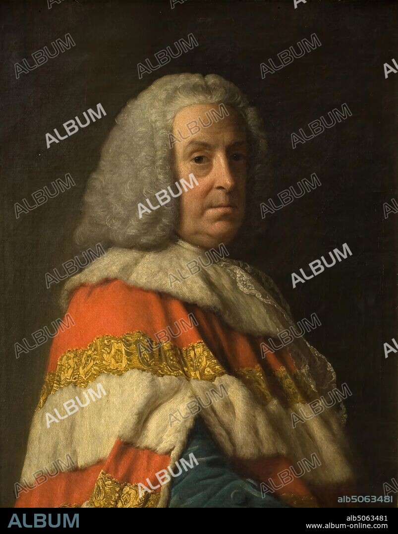 Portrait of Sir William Pulteney, Earl of Bath, 1750-64 Allan Ramsay, Oil Painting, Male, Textiles, Lace, Costume, Wig, Robe, Hair, Fur.