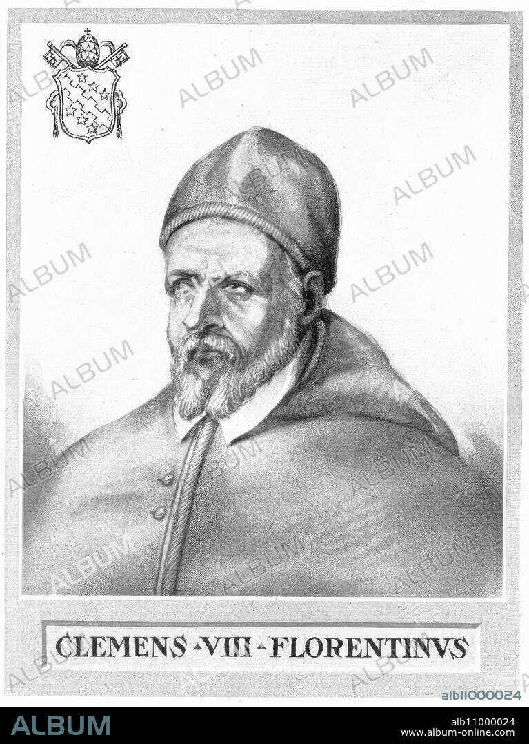 Gil Sanchez Munoz y Carbon, called Doncel, (born 1369 in Teruel in Aragon, died 28 December 1446 in Mallorca) was antipope in Peniscola under Clement VIII from 1423 until his resignation in 1429, historical, digitally restored reproduction of a 19th century original.