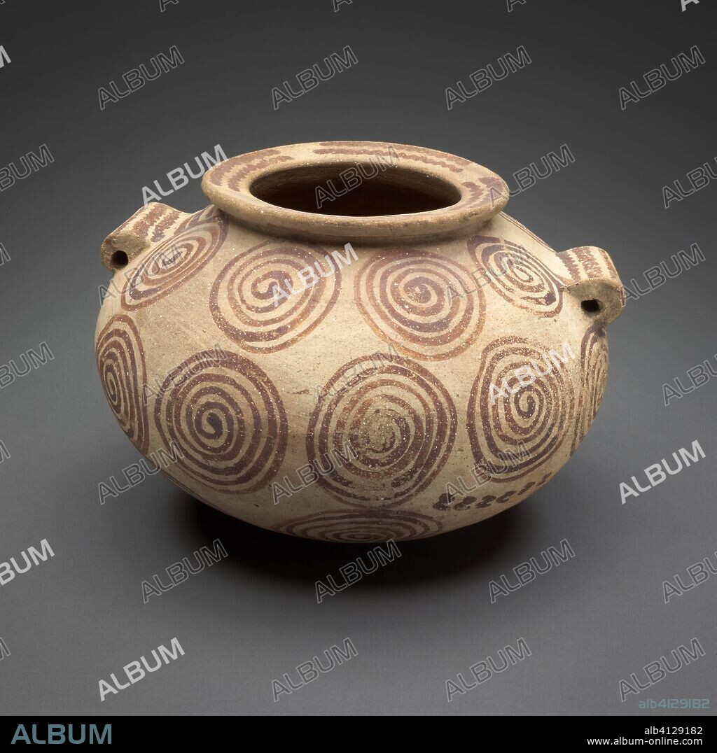 ANCIENT EGYPTIAN. Jar with Painted Decoration. Egyptian. Date: 3500 BC-3200 BC. Dimensions: 13.3 × 19.5 × 19.2 cm (5 1/4 × 7 5/8 × 7 1/2 in.). Ceramic, pigment. Origin: Egypt.