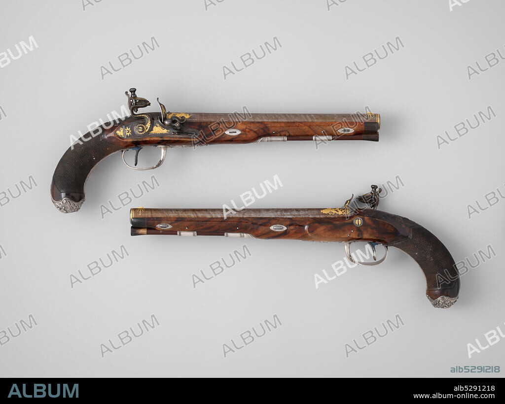 DURS EGG. Pair of Flintlock Pistols of the Prince of Wales, later George IV (1762-1830), with Case and Accessories, British, London, hallmarked for 1787-88.