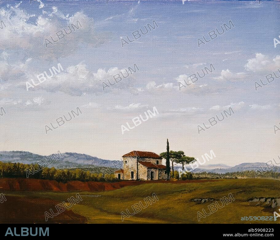 MATTHIAS KOEPPEL. Koeppel, Matthias. born 1937. "Gehöft bei Arezzo (Toskana) ", (farm near Arezzo (Tuscany), 1983. Oil on canvas, 24 × 30 cm. Private Collection.