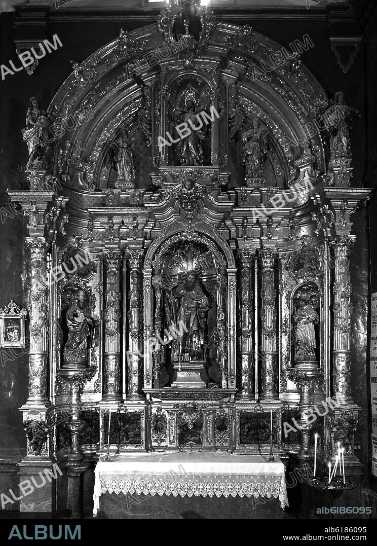 RETABLO DE SAN ANTONIO ABAD - FOTOGRAFIA EN BLANCO Y NEGRO - AÑOS 50.