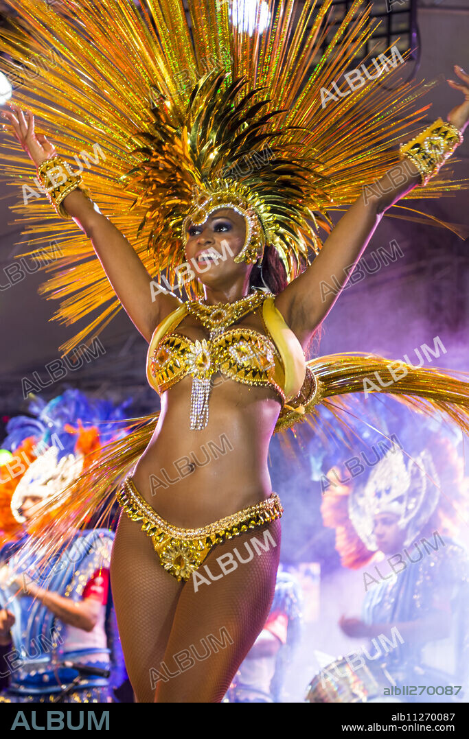 Brazilian samba band in the International Carnival Seychelles, in Victoria, Mahe, Republic of Seychelles, Indian Ocean, Africa.